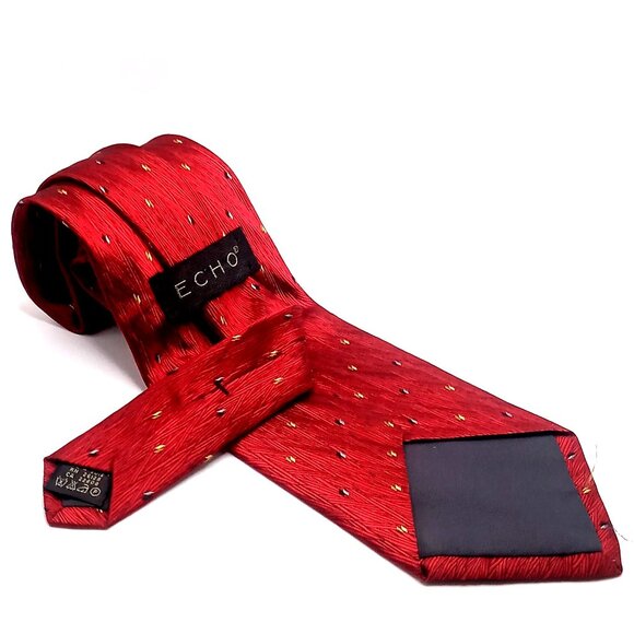 Men's Necktie Echo 100% Silk Red Geometric Pattern 57.5" Length Tie - Picture 6 of 12